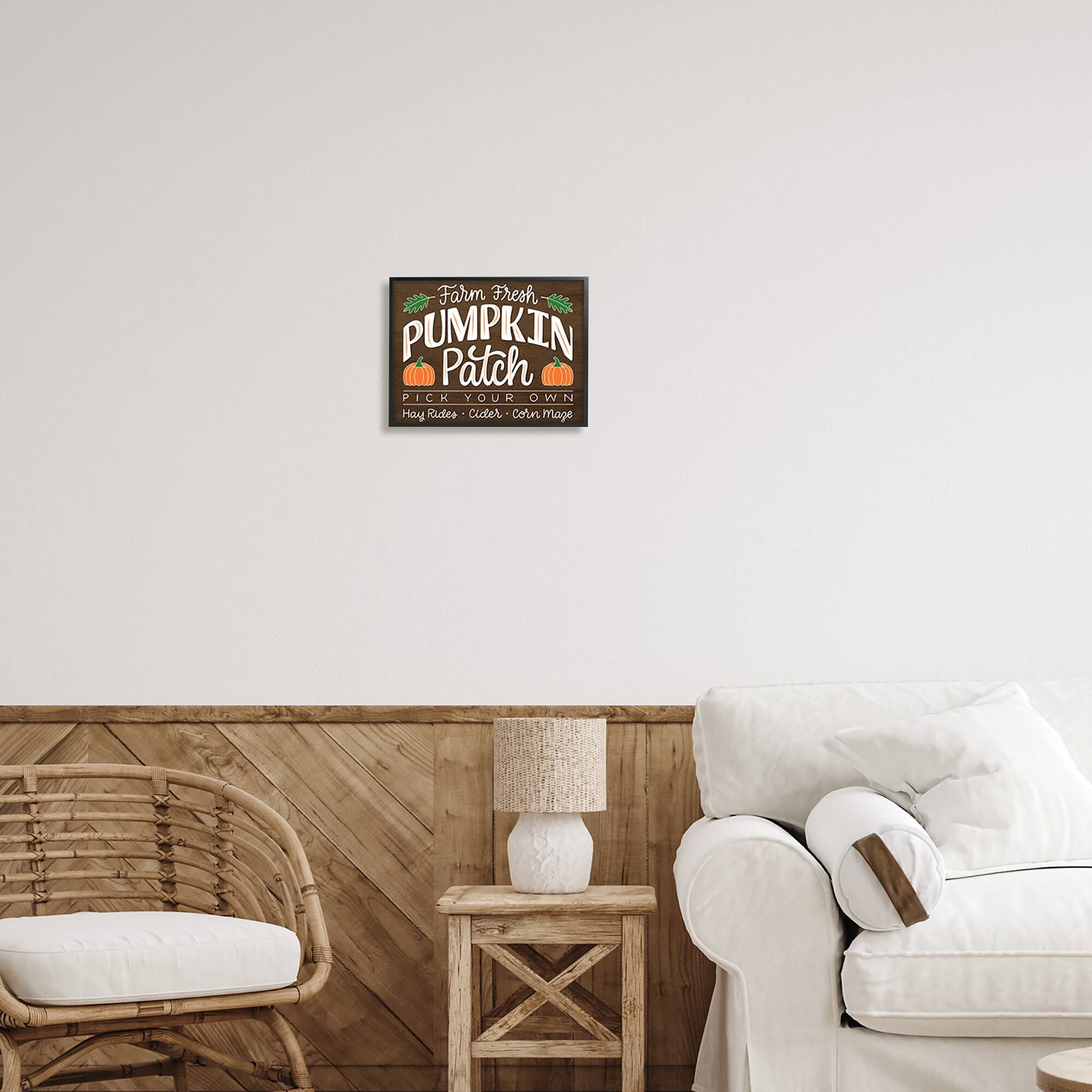 Stupell Industries Farm Fresh Pumpkin Patch Sign Framed Giclee Art